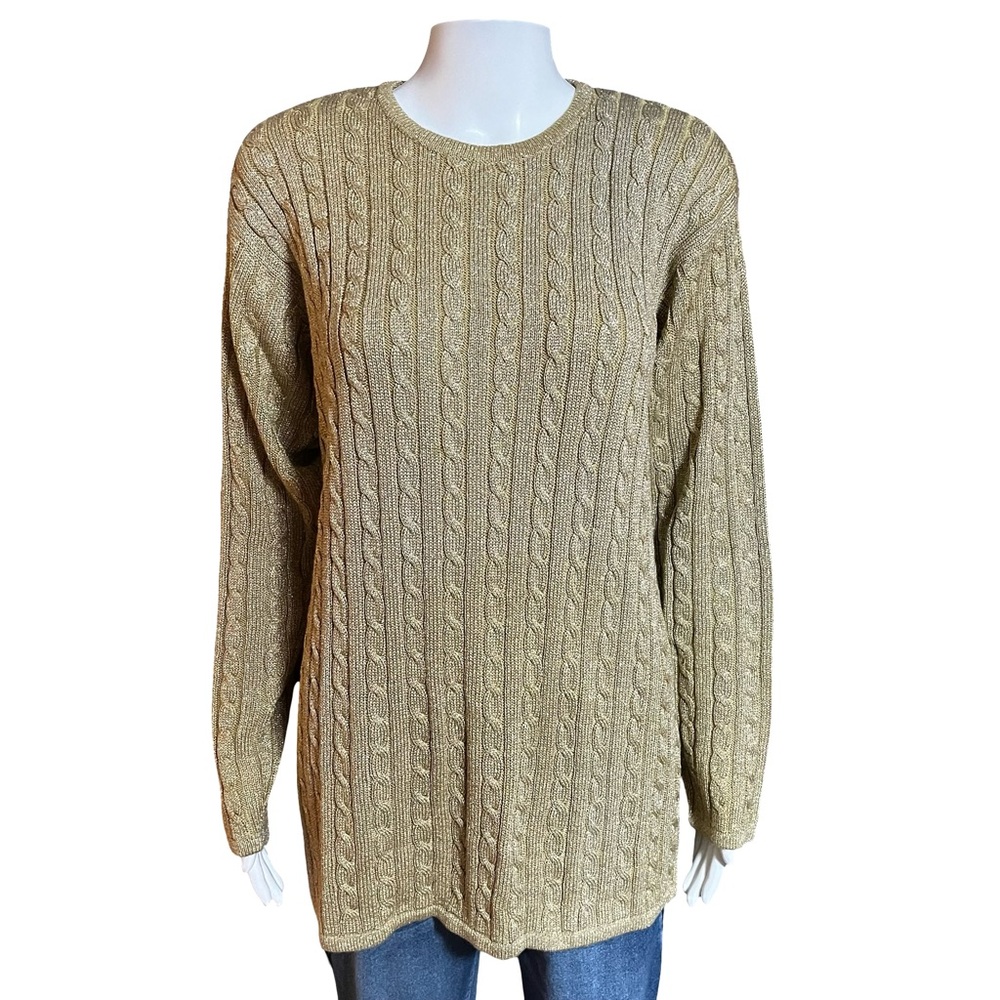 Vintage Outlander Studio Metallic Gold Sweater – Size Large